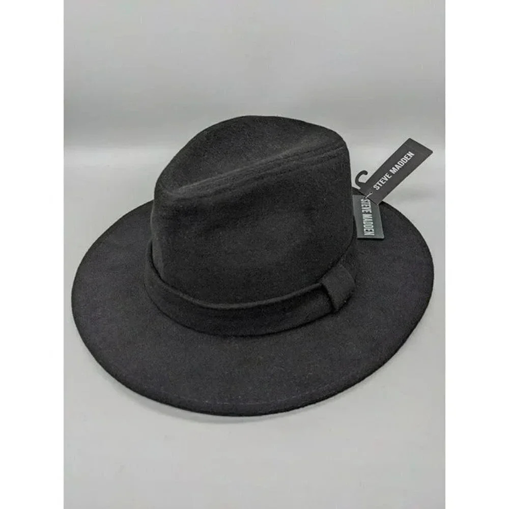 NWT Steve Madden Black Fedora with Black Band Style (O/S, Black) MSRP $42